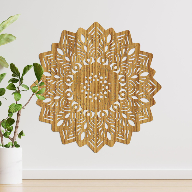 Hölzerne Wanddekoration Mandala in Form der Sonne - IGNEUS