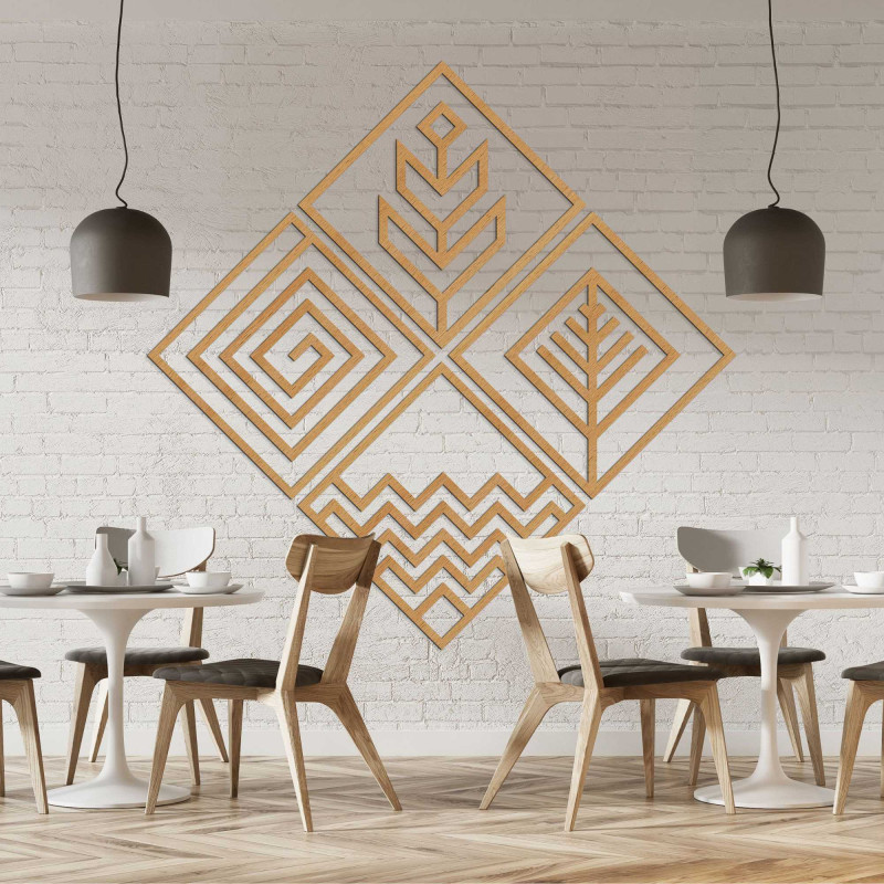 Wandbild aus Holz vier Elemente - HADUKEN