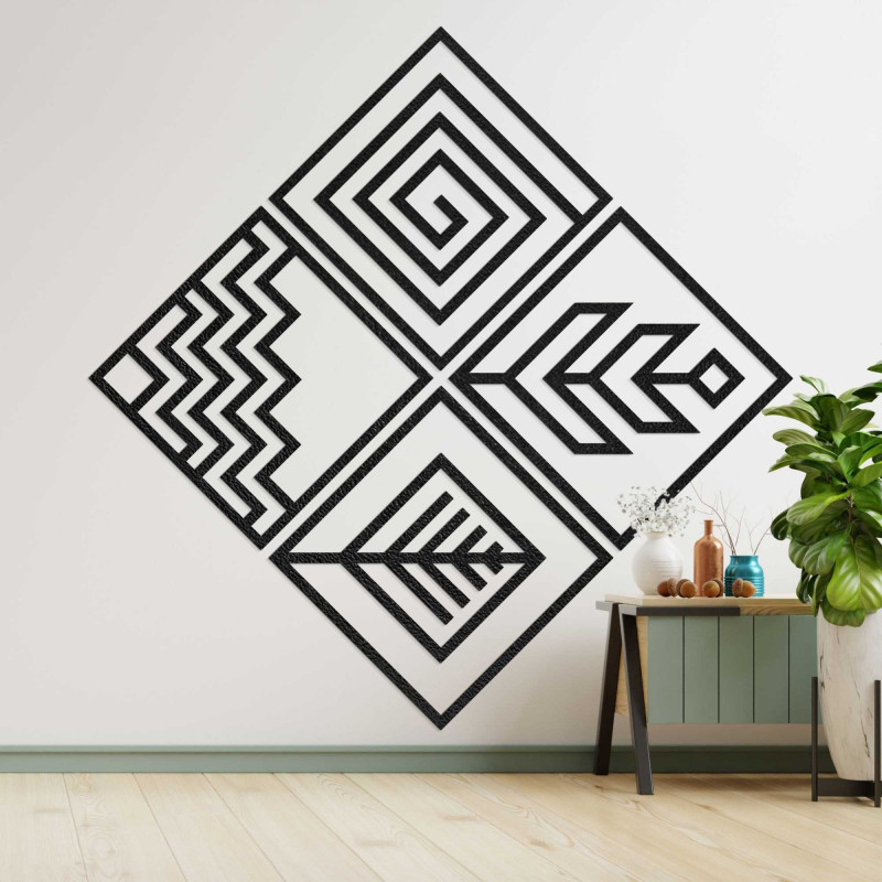 Wandbild aus Holz vier Elemente - HADUKEN