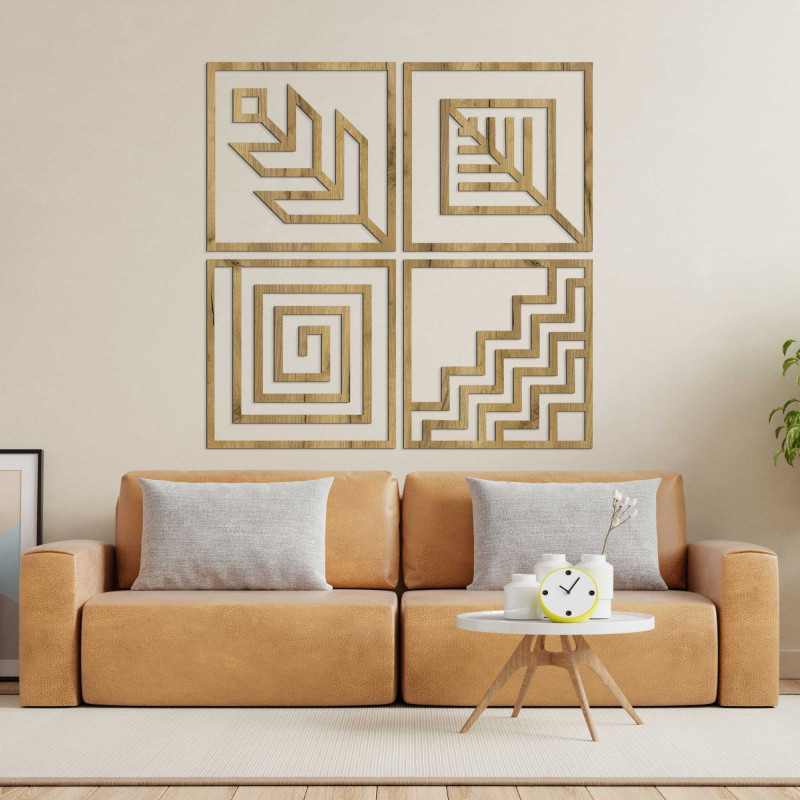 Wandbild aus Holz vier Elemente - HADUKEN