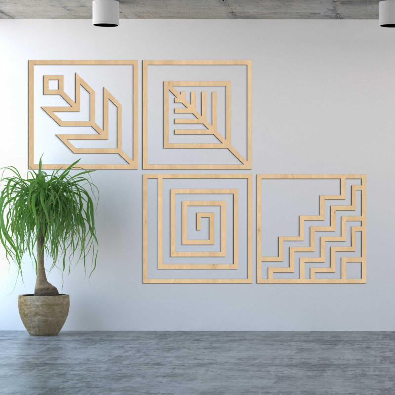 Wandbild aus Holz vier Elemente - HADUKEN