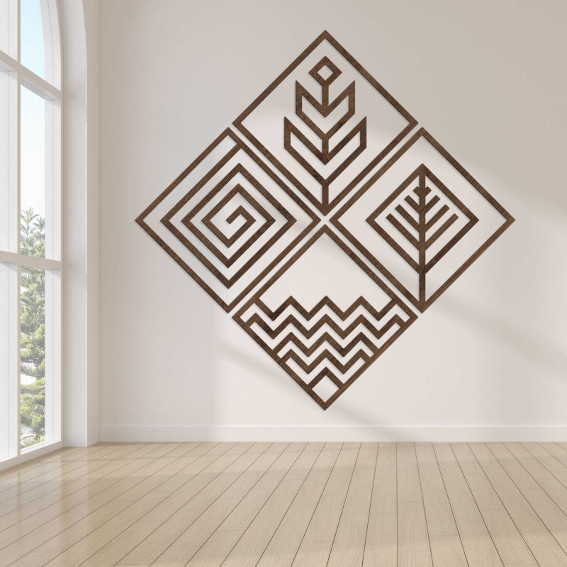 Wandbild aus Holz vier Elemente - HADUKEN