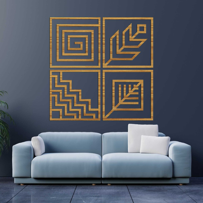 Wandbild aus Holz vier Elemente - HADUKEN