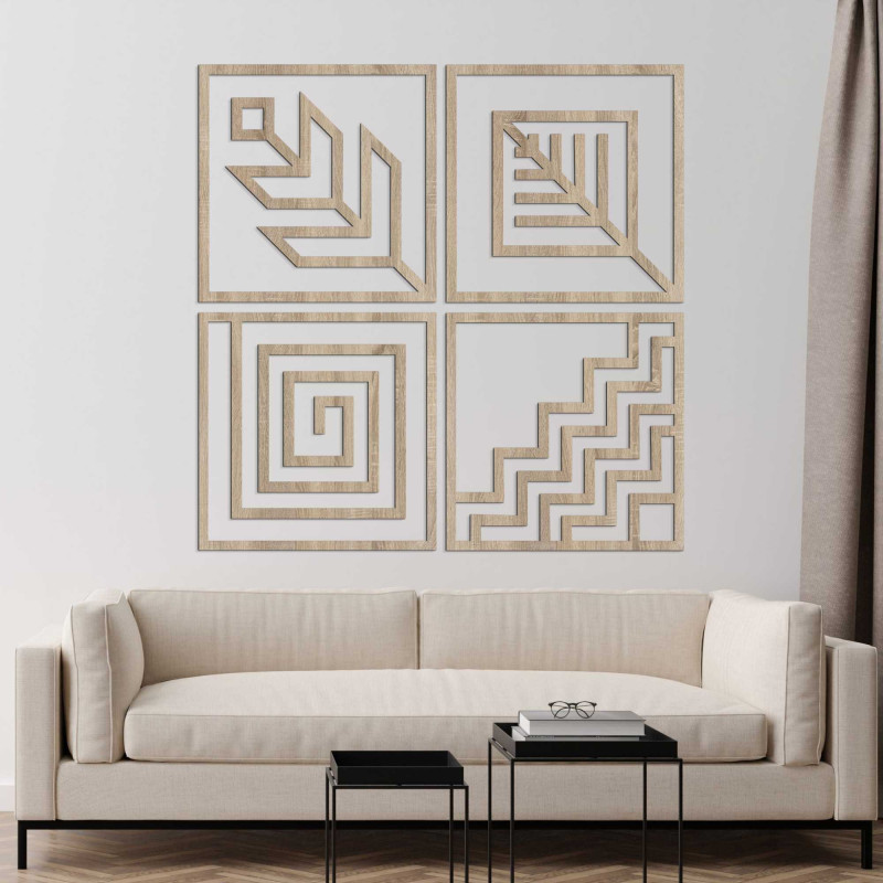 Wandbild aus Holz vier Elemente - HADUKEN
