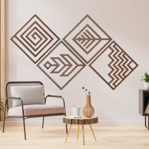 Wandbild aus Holz vier Elemente - HADUKEN