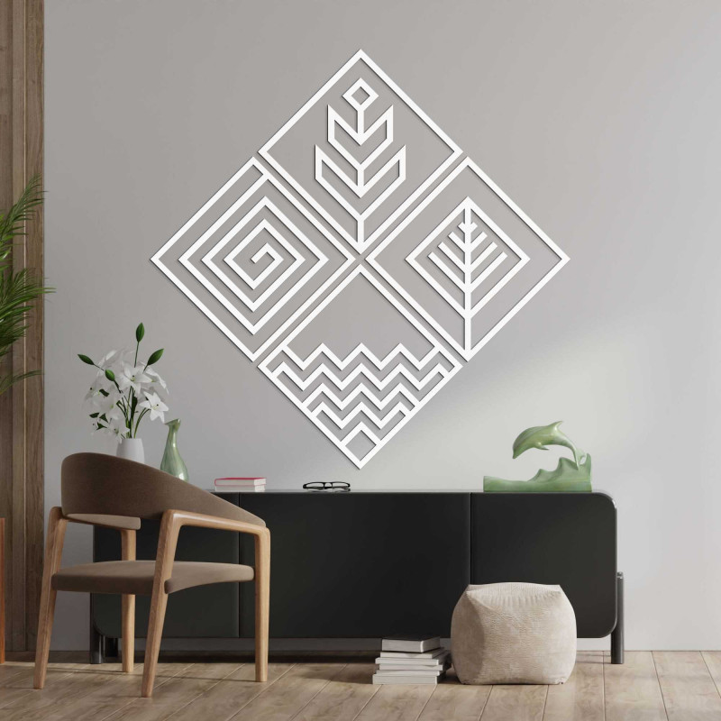 Wandbild aus Holz vier Elemente - HADUKEN