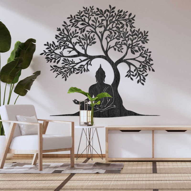 Holzdekoration Buddha und Baum des Lebens - MEARNE