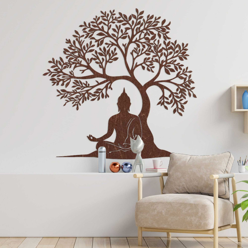Holzdekoration Buddha und Baum des Lebens - MEARNE
