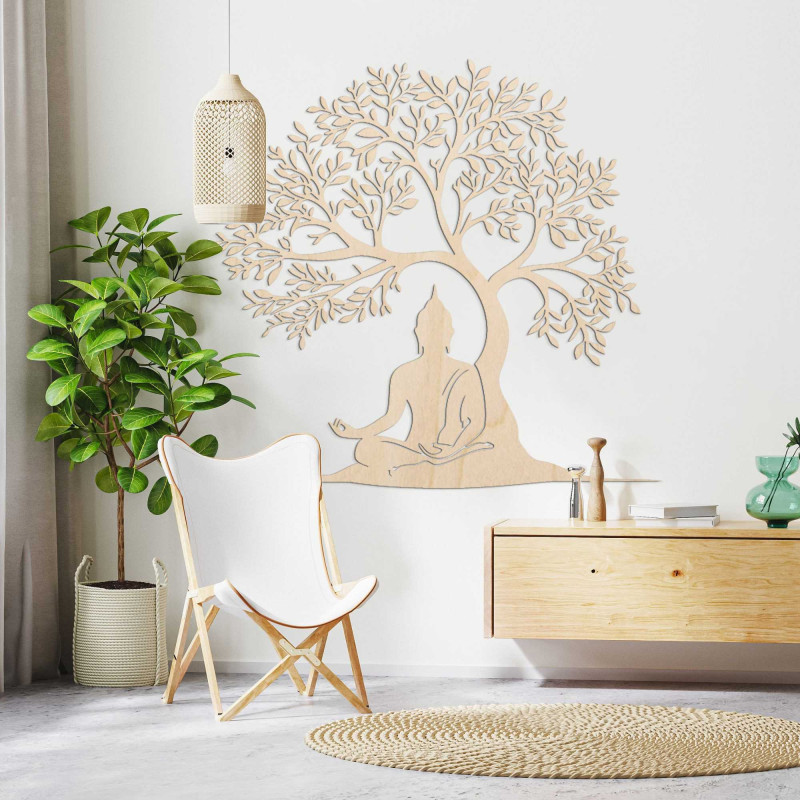 Holzdekoration Buddha und Baum des Lebens - MEARNE