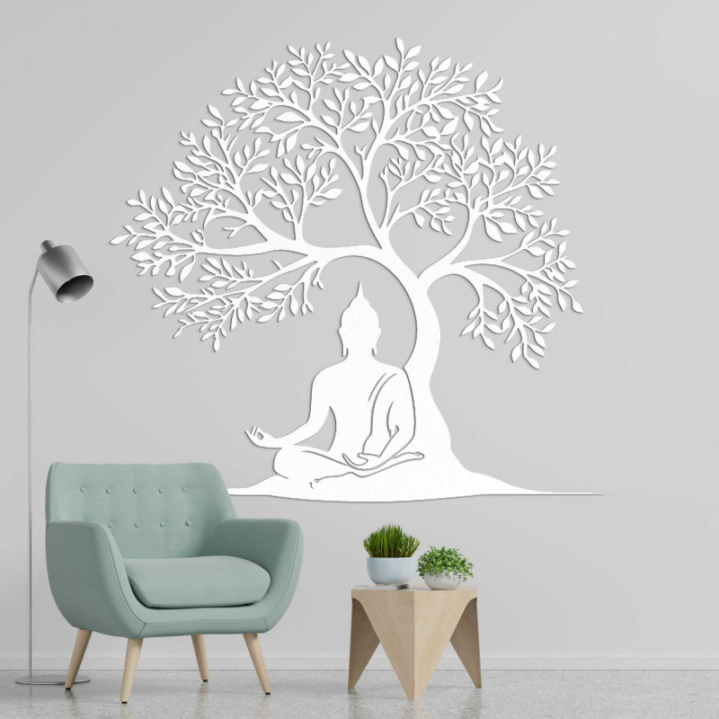 Holzbild des Lebensbaums und Buddhas - MOTERO