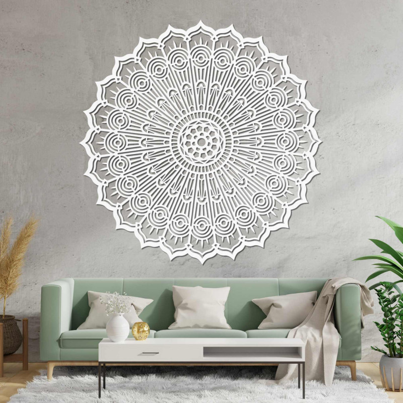 Hölzernes Mandala an der Wand