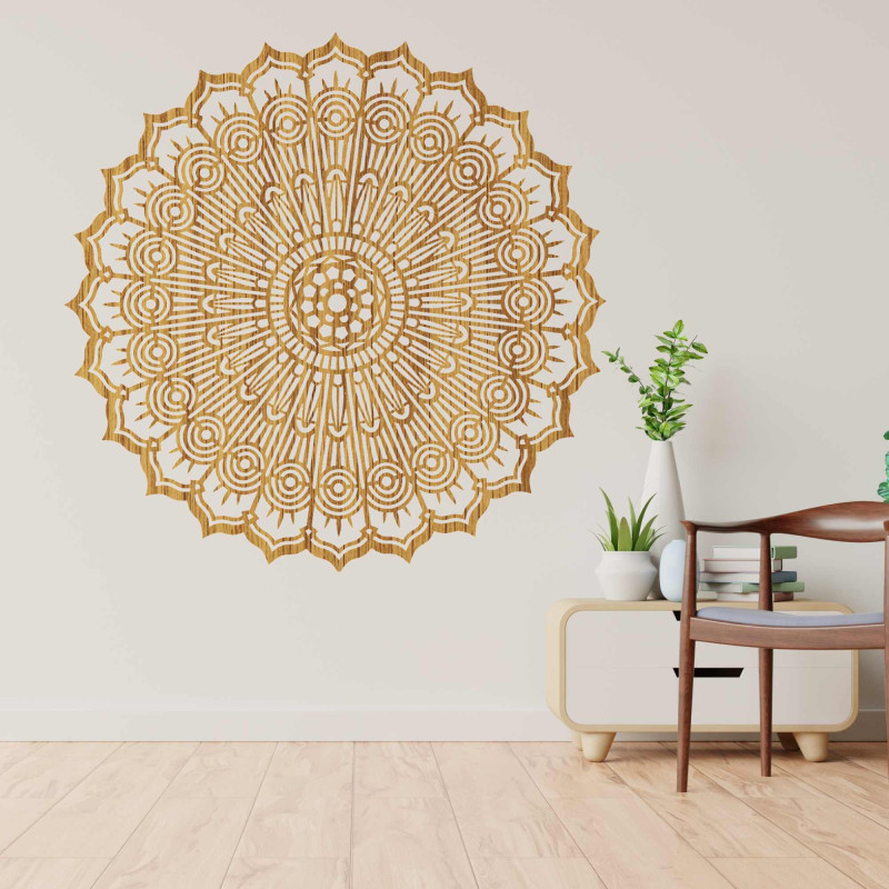 Hölzernes Mandala an der Wand