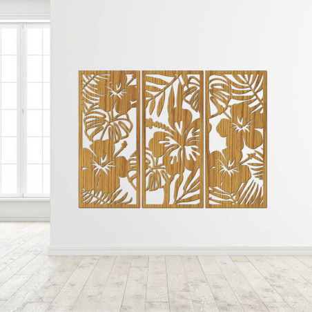 Holzbild mit tropischen Blumen - UBRALA