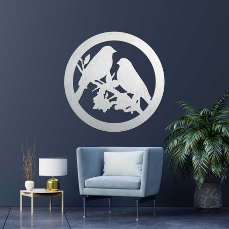 Holzwandbild Vögel auf einem Ast