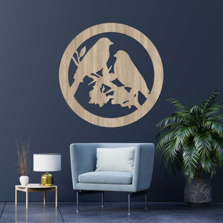 Wandbild aus Holz Vögel auf Ästen - AVIAN