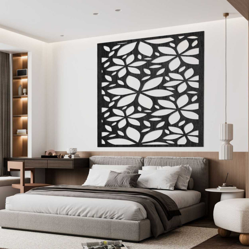 Hölzerne Wanddekoration Blumen Quadrat- SAJFO