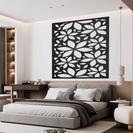 Hölzerne Wanddekoration Blumen Quadrat- SAJFO