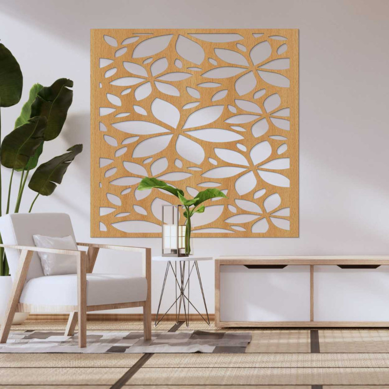 Quadratisches Blumenbild aus Holz - BOTANICA