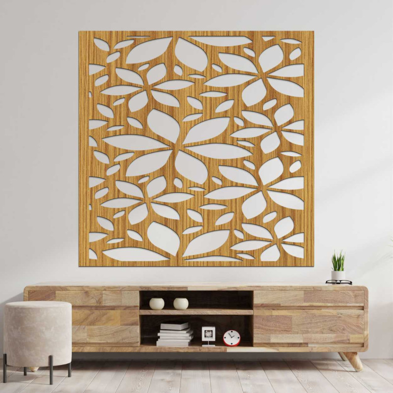 Quadratisches Blumenbild aus Holz - BOTANICA