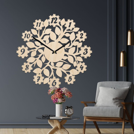 stilvolle Uhr mit Zahlen, Blumen stilvolle Uhr mit Zahlen, Blumen