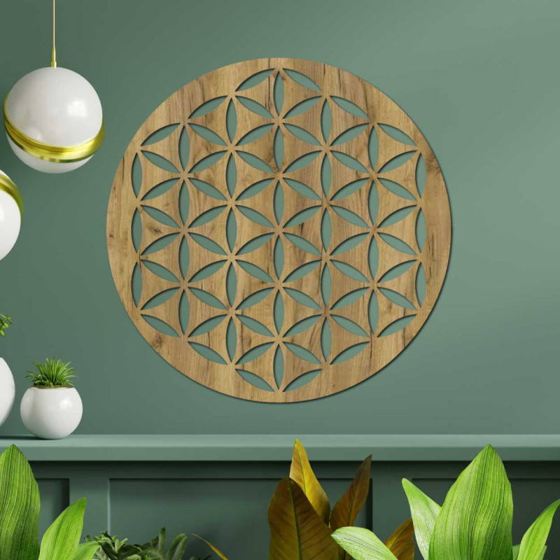 Wanddekoration aus Holz Blume des Lebens -...