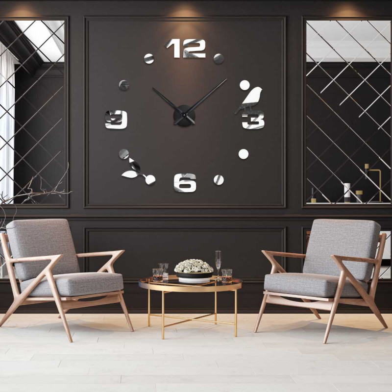 Moderne Spiegel-Wanduhr zum Selbstkleben -...