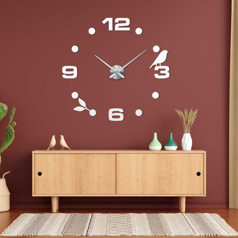 Moderne Spiegel-Wanduhr zum Selbstkleben -...