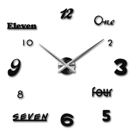 Wanduhr mit fetten Zahlen in verschiedenen Schriftarten für einen modernen Look. Wanduhr mit fetten Zahlen in verschiedenen Schriftarten für einen modernen Look.