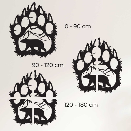 Technische Vorschau, die die Höhe, Breite und Tiefe eines natürlichen Holzausschnitts zeigt.