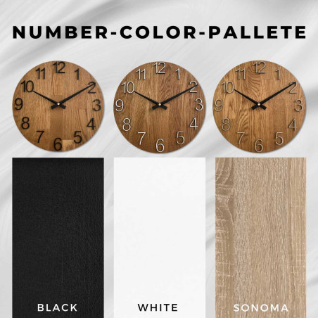 Eine Aufnahme eines Zifferblatts aus Holz mit einem klaren und einfachen Aussehen. Eine Aufnahme eines Zifferblatts aus Holz mit einem klaren und einfachen Aussehen.