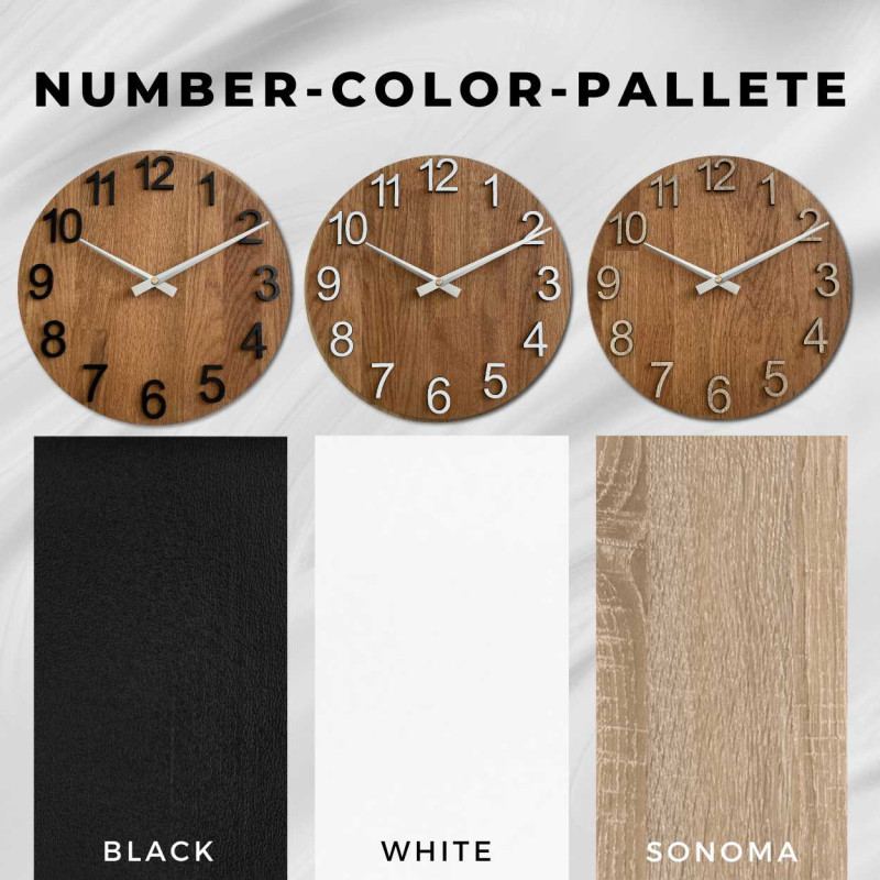 Wanduhr aus Eiche mit arabischen Ziffern - DOMODRA