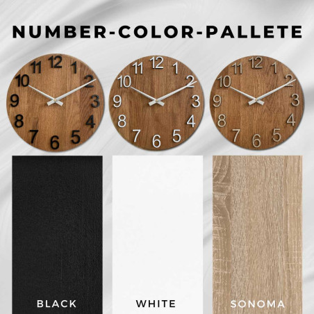 Wanduhr aus Eiche mit arabischen Ziffern - DOMODRA