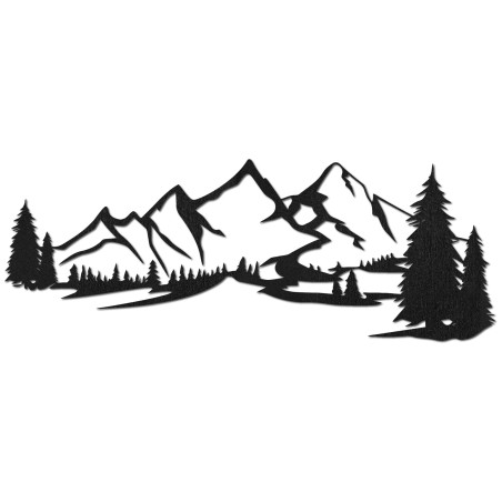 Wanddekoration aus Holz - Bergpanorama