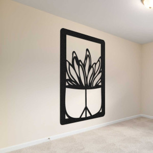 Große Wanddekoration aus Holz mit natürlichem Kaktusmotiv