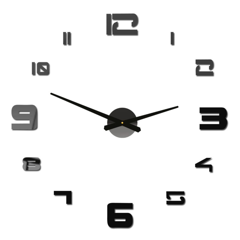 Moderne Uhr aus glänzendem Plexiglas, einfache Montage.