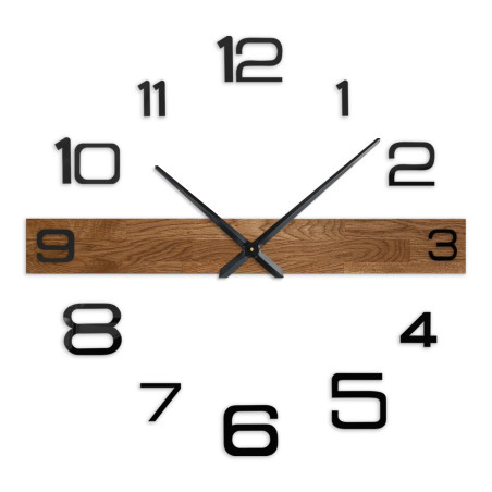 Küchenuhr aus Holz mit dunklem Holz und leuchtend schwarzen Zahlen. Küchenuhr aus Holz mit dunklem Holz und leuchtend schwarzen Zahlen.