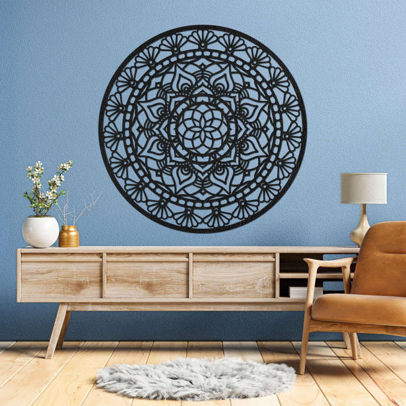 Elegantes Mandala aus Holz, Blume des Lebens -...