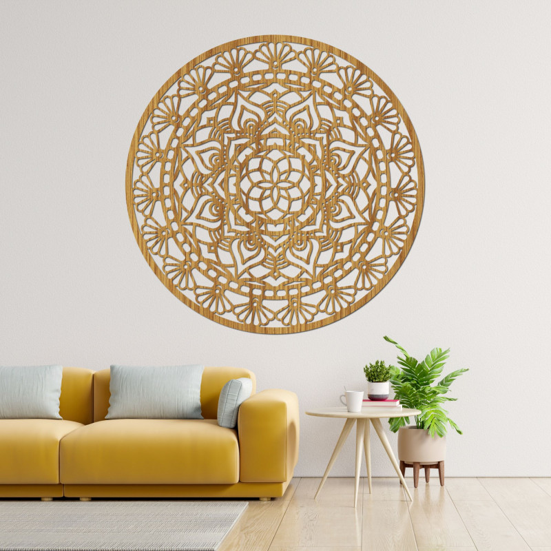 Elegantes Mandala aus Holz, Blume des Lebens -...