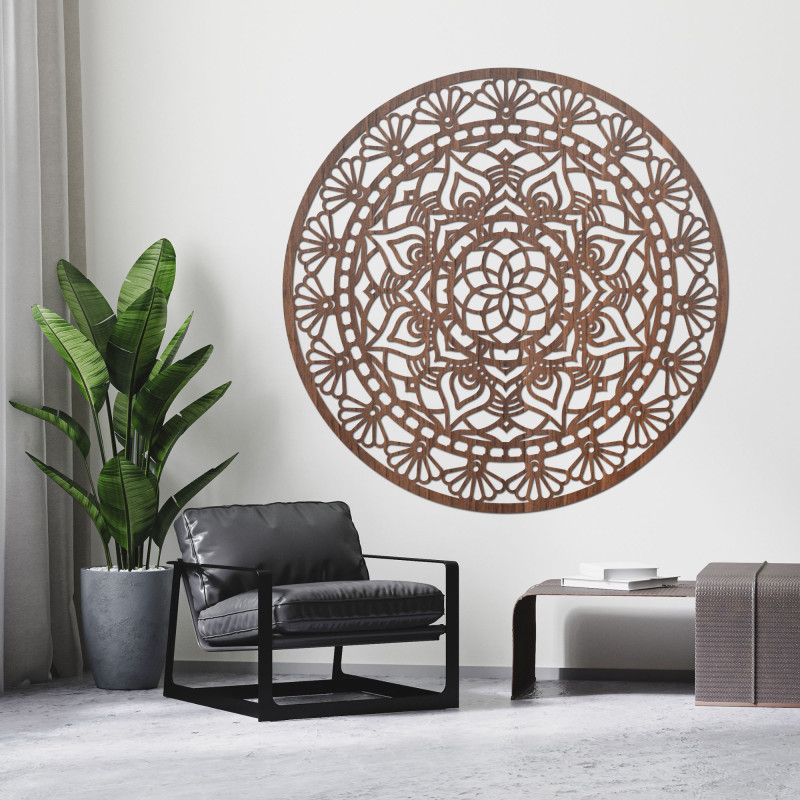 Elegantes Mandala aus Holz, Blume des Lebens -...