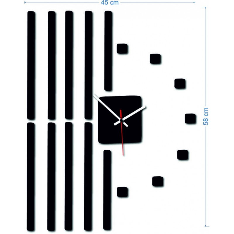 Abmessungen von Wanduhr aus Kunststoff. Trendige Stunden als Bild.