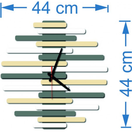 Abmessungen von Wanduhren aus Kunststoff. Trendy Uhr wie ein Bild.