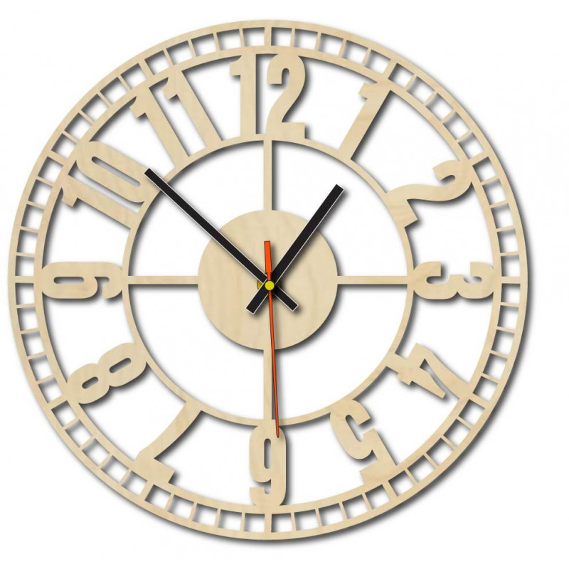 Moderne Wanduhr, Wanduhr aus Holz, Sperrholz