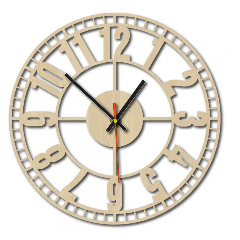 Moderne Wanduhr, Wanduhr aus Holz, Sperrholz