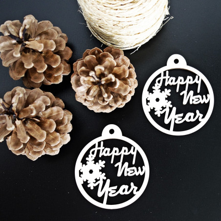 Christbaumschmuck aus Holz - Neujahr, Größe: 79x90 mm Christbaumschmuck aus Holz - Neujahr, Größe: 79x90 mm