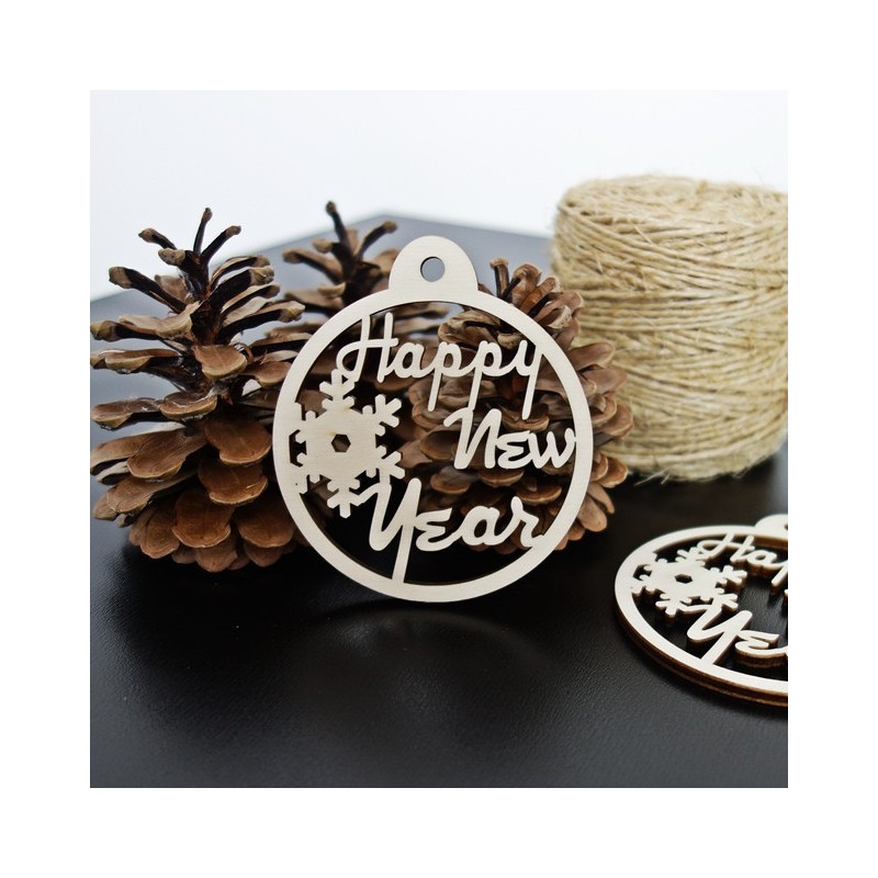 Christbaumschmuck aus Holz - Neujahr, Größe: 79x90 mm