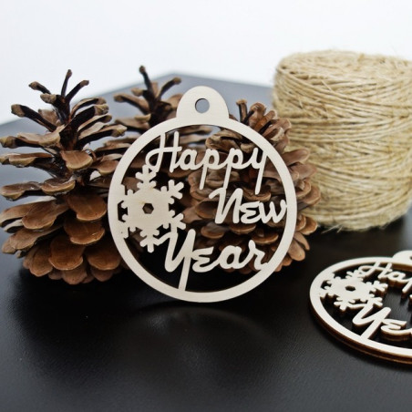 Christbaumschmuck aus Holz - Neujahr, Größe: 79x90 mm Christbaumschmuck aus Holz - Neujahr, Größe: 79x90 mm