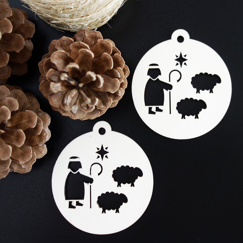 Weihnachtsschmuck aus Holz - Hirte, Größe: 79x90 mm