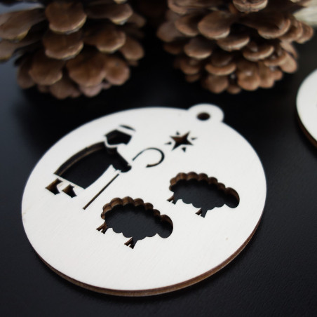 Weihnachtsschmuck aus Holz - Hirte, Größe: 79x90 mm Weihnachtsschmuck aus Holz - Hirte, Größe: 79x90 mm