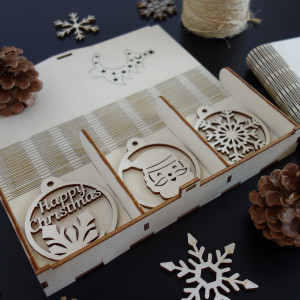 Set mit schönen Weihnachtsschmuck aus Holz, 1 Set-18 Stück 2