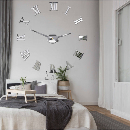Klebende Wanduhr Roman 2D Plexiglas